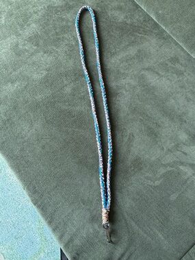 Braided Teal and White Lanyard